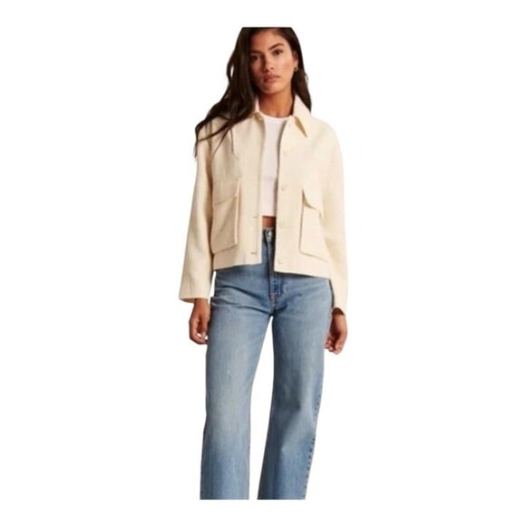 Abercrombie & Fitch Jackets & Blazers - NWT Abercrombie & Fitch Off-White Tweed Jacket Size XXL